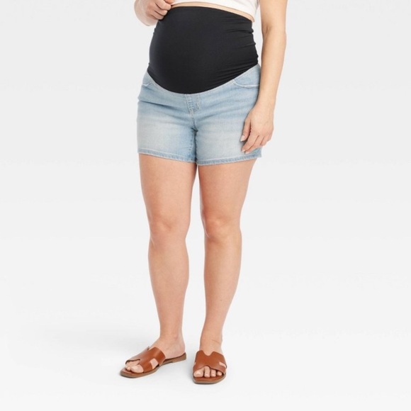 Maternity Denim Shorts - Light Blue - Picture 1 of 6